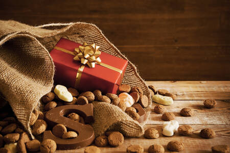 Bag with cookies and gift