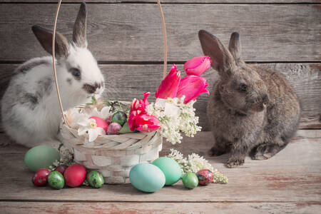 Coniglietti e uova di Pasqua