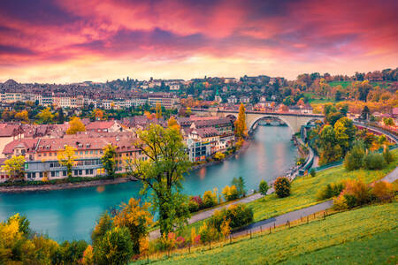 Sonnenuntergang in Bern, Schweiz