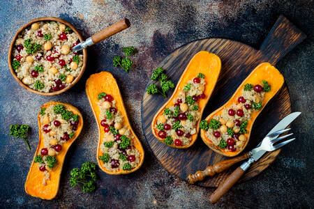 Pumpkin with chickpeas and cranberries