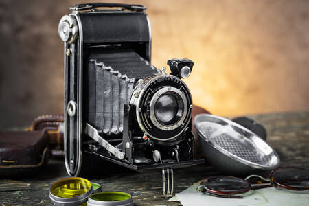 Vintage camera op de tafel