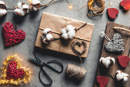 A gift with cotton sprig