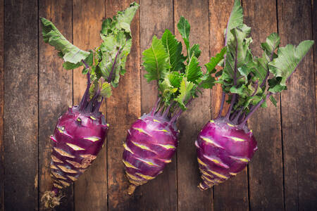 Kohlrabi on a wooden table