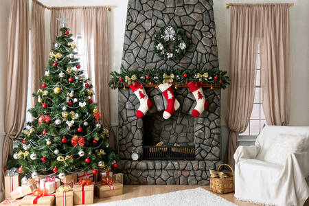 Vánoční interiér v domě
