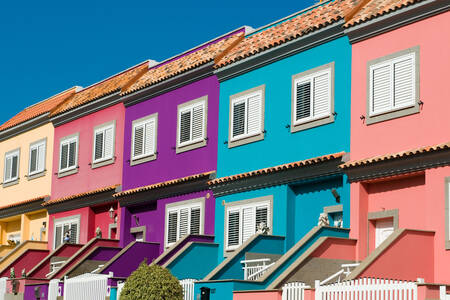 Multi-colored facades of houses