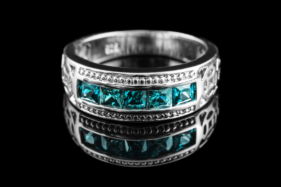 White gold engagement ring with stones