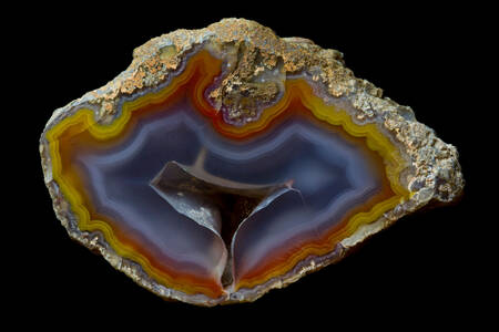 Striped agate on a black background