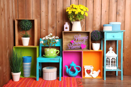 Multi-colored shelves