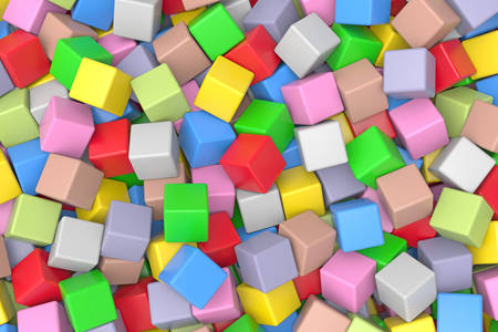 3D apstrakcija: kocke u boji