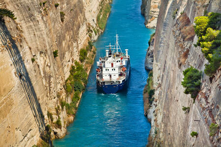 Ship in the Corinth Canal