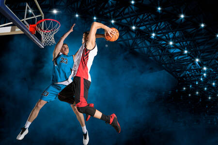 Jugadores de baloncesto en acción