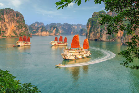 Ships in Halong Bay