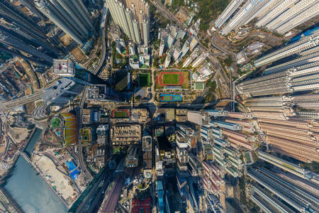 Kowloon Körfezi'nin üstten görünümü