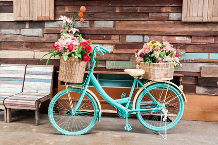 Retro rower z kwiatami