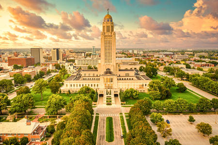 Vista del Capitolio del Estado de Nebraska