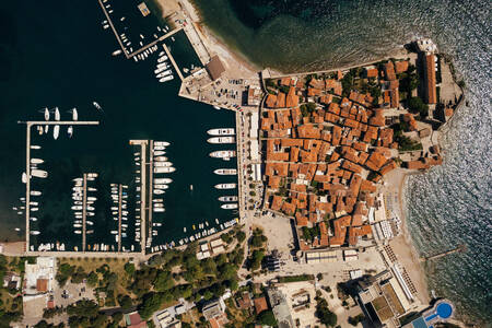 Top view of the city of Budva