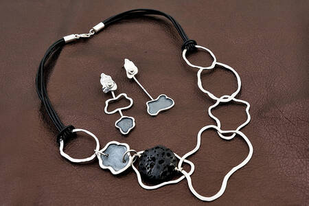 Silver necklace and earrings
