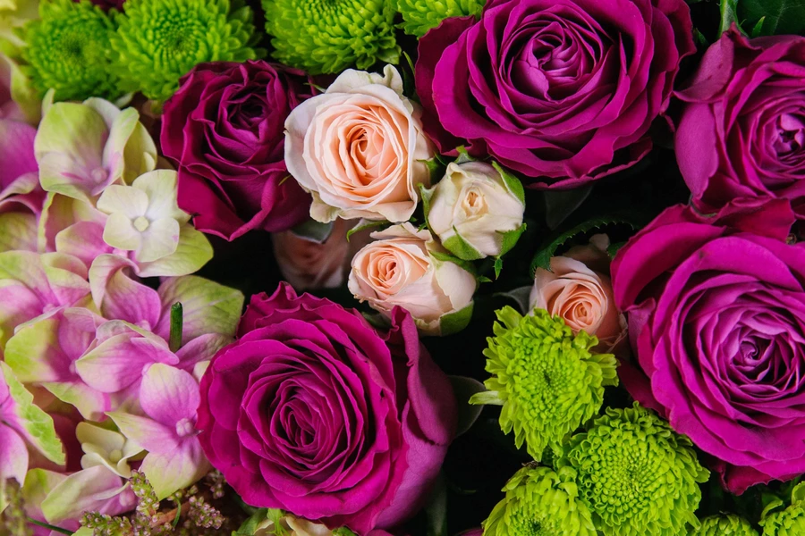 Roses and chrysanthemums