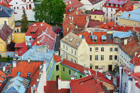 Tetti nella città vecchia di Vilnius