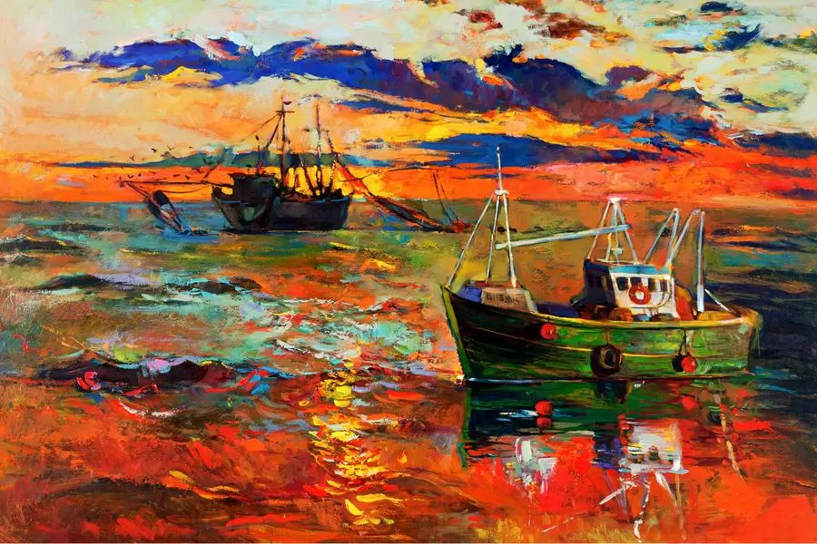 Barcos de pesca en el mar