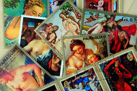Postage stamps with portraits