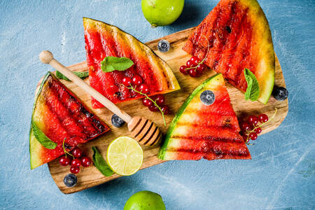 Grilled fried watermelon