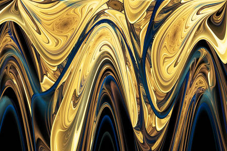 Abstração 3D: ondas douradas