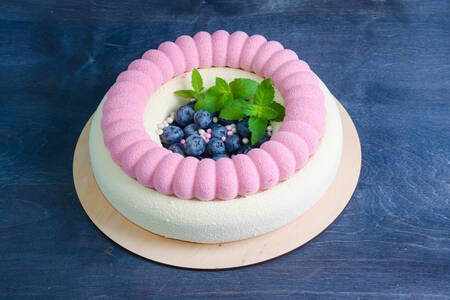 Velour cake with blueberries
