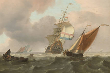 Ludolf Bakhuysen: "Mar agitado con barcos"