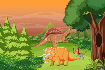 Dinosaurs in the forest