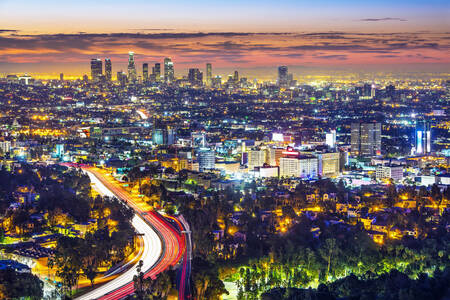 Uitzicht op Los Angeles 's nachts