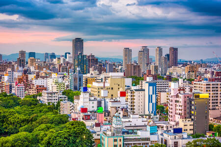 Uitzicht op gebouwen in Osaka