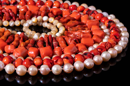 Coral and pearl beads