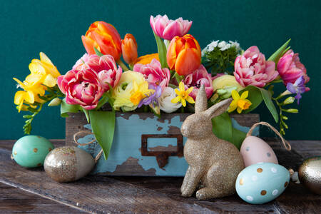 Décorations et fleurs de Pâques