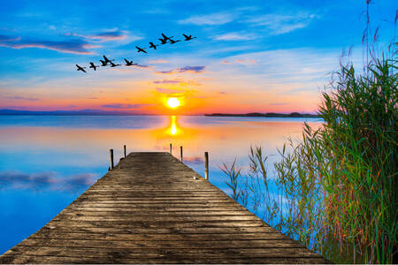 Lake with beautiful sunset