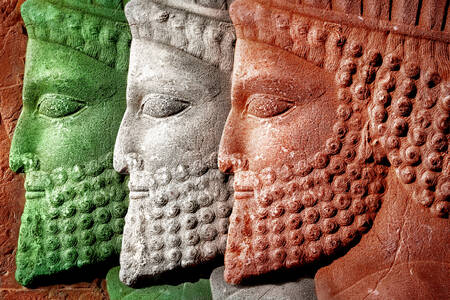 Bas-reliefs of faces