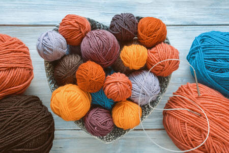 Balls and skeins of wool