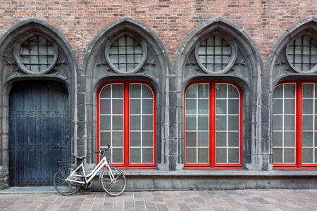 Facade of an old building in Bruges