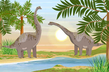 Dinossauros na margem do rio
