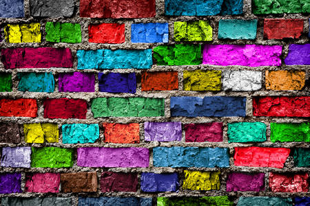 Kleurrijke bakstenen muur