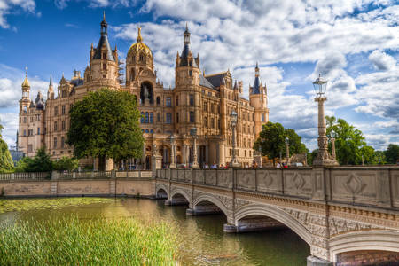 Uitzicht op het kasteel van Schwerin