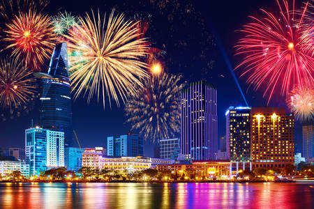 Fuochi d'artificio a Ho Chi Minh City
