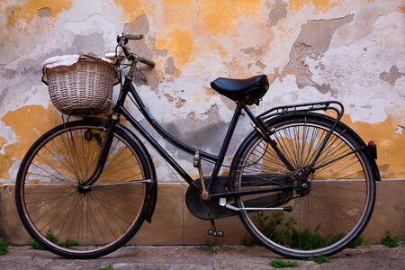 Altes Fahrrad an der Wand