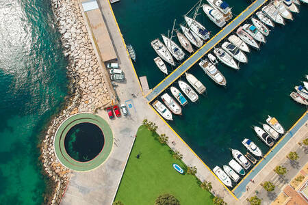 Aerial view of boats