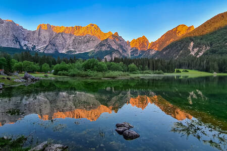 Sunrise over Lake Fusine