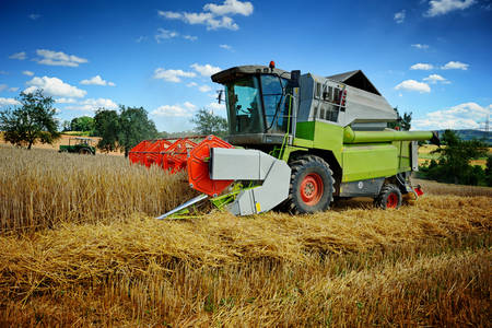 Harvester in the field