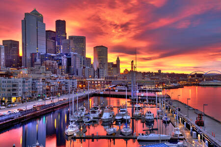 Puesta de sol sobre Seattle