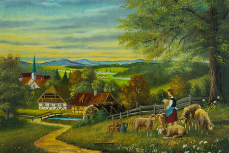 Pastýřka s ovečkami