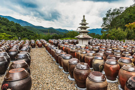 Buddhist monks pots