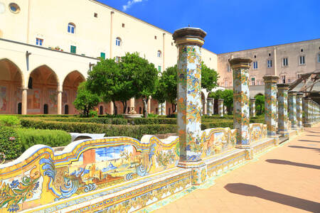 The courtyard of the Santa Chiara Monastery in Naples